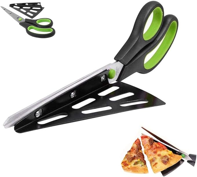 2 in 1 NonStick Pizza Scissor with Tray Stainless Steel Pizza Cutter