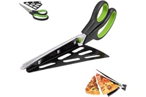 2 in 1 Non-Stick Pizza Scissors, Pizza Cutter, 10.8 Inch Stainless Steel Coupe Pizza with a Tray, Ergonomic Soft Grip Kitchen
