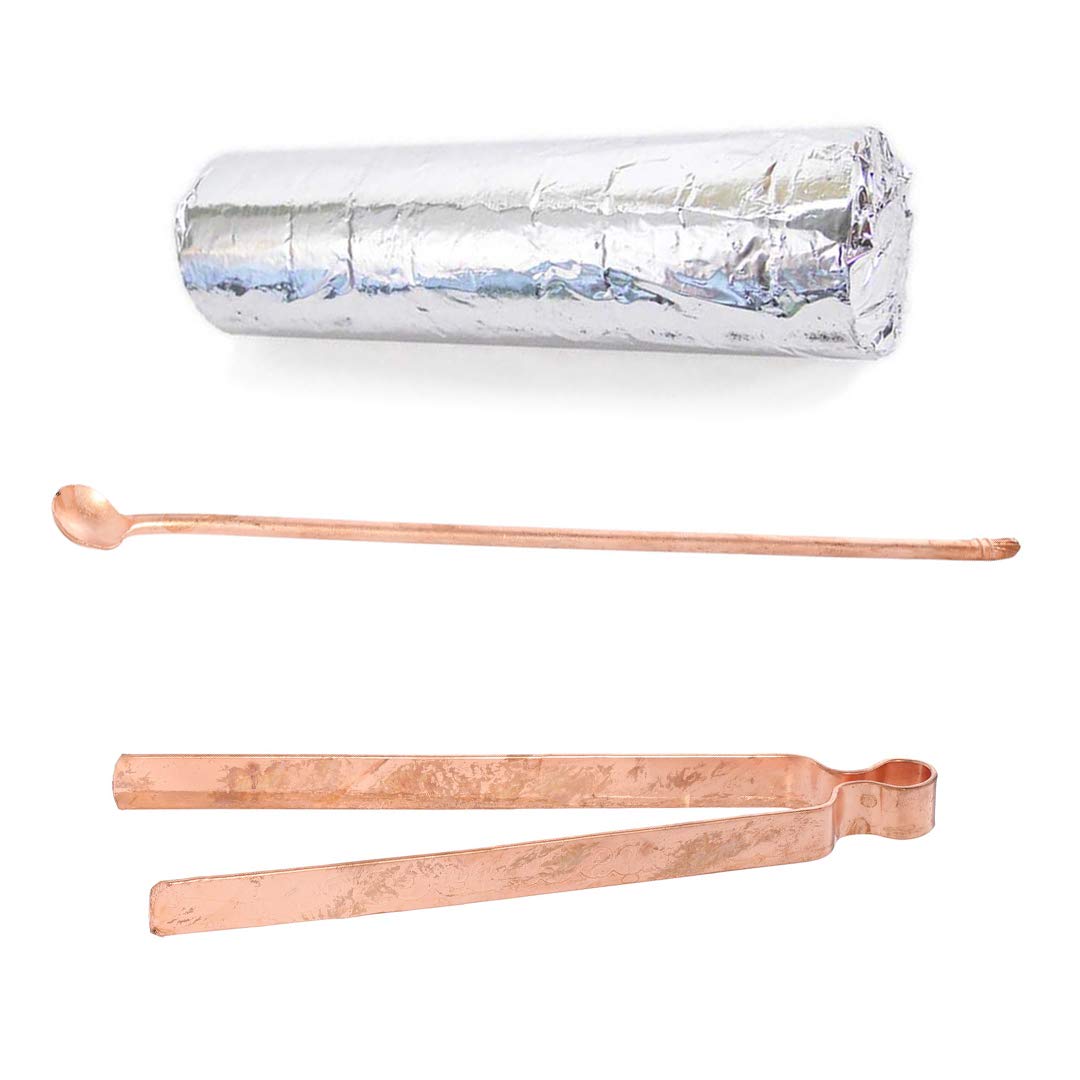 NKlaus smoking accessories set 3tlg smoking spoon smoking coal smoking tongs copper long 22cm 40629