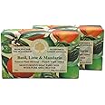 Wavertree & London Basil Lime & Mandarin Scented Natural Soap (2 Bars), 7oz Moisturizing French Triple Milled Soap Bars enriched with shea butter - Pure Plant Oil Bath & Body Soap for All Skin Types