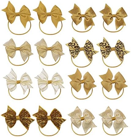 KOONY Baby Girls Hair Bows Elastic Ties Ponytail Holders Hair Bands 16pc