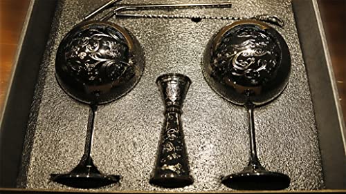 Luxury Gin Glasses, Stainless Steel Cocktail Glasses Set, Gin Making Kit for Gin Lovers, 23 oz, Hand Wash (Black)