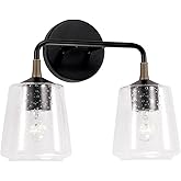 Capital Lighting 145621KB-530 Amara Transitional Clear Seeded Glass Vanity Lights for Bathroom, 2-Light 200 Total Watts, 12" 