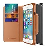 iPhone 6S Wallet Case, Maxboost [Elegance Series] iPhone Wallet Cover for iPhone 6 / 6S Protective PU Leather Card Case w/3 Card Slots + Side Pocket Flip Magnetic - Black/Brown