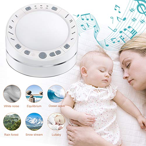LED Light Baby Sleep White Noise Sound Machine with Headphone Jack Auto-Off Timer and Sound Recording,Sleep and Sound Therapy Soothing Sounds for Baby Adult Travel Home Office
