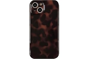 Reezaddin Aesthetic Tortoise Shell Phone Case for iPhone 14 6.1in,Retro Cool Girl Leopard Print Brown Amber Trendy Full Camera Protective Cover for iPhone 14 6.1"