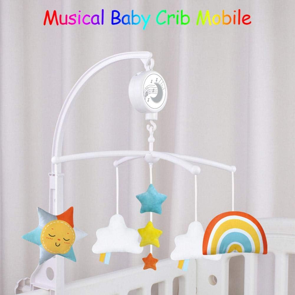 Carillon De Lit Mobile Pour Lit De Bebe Sonnette De Lit Rotative A 360 Mobile Musical Pour Lit De Bebe Hochet A Remontage Mobile Musique Arc En Ciel Cloche De Chevet Jouets Apaisants