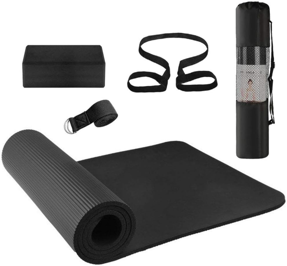 Yoga Mat Equipment Set Yoga Blocks Stretching Strap Beginner Exercise Set With Mat Storage Pouch And Strap