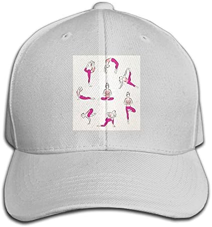 QIYYQI Yoga and Pilates Poses Symbols Healthcare Fitness Concept Exercise Easy Adjustable Unconstructed Youth Funny Hat Polo Style Low Profile Ash