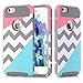 iPhone 5 Case,iPhone 5S Case,LUOLNH [2in1] Heavy Duty Hybrid Hard Case for Apple Iphone 5/5s ,Blue Mint Teal and Coral Pink Split Chevron Design Cover (Gray)
