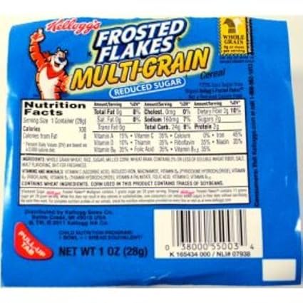 Kellogg's frosted flakes cereal reduced sugar 1oz (038000550034)