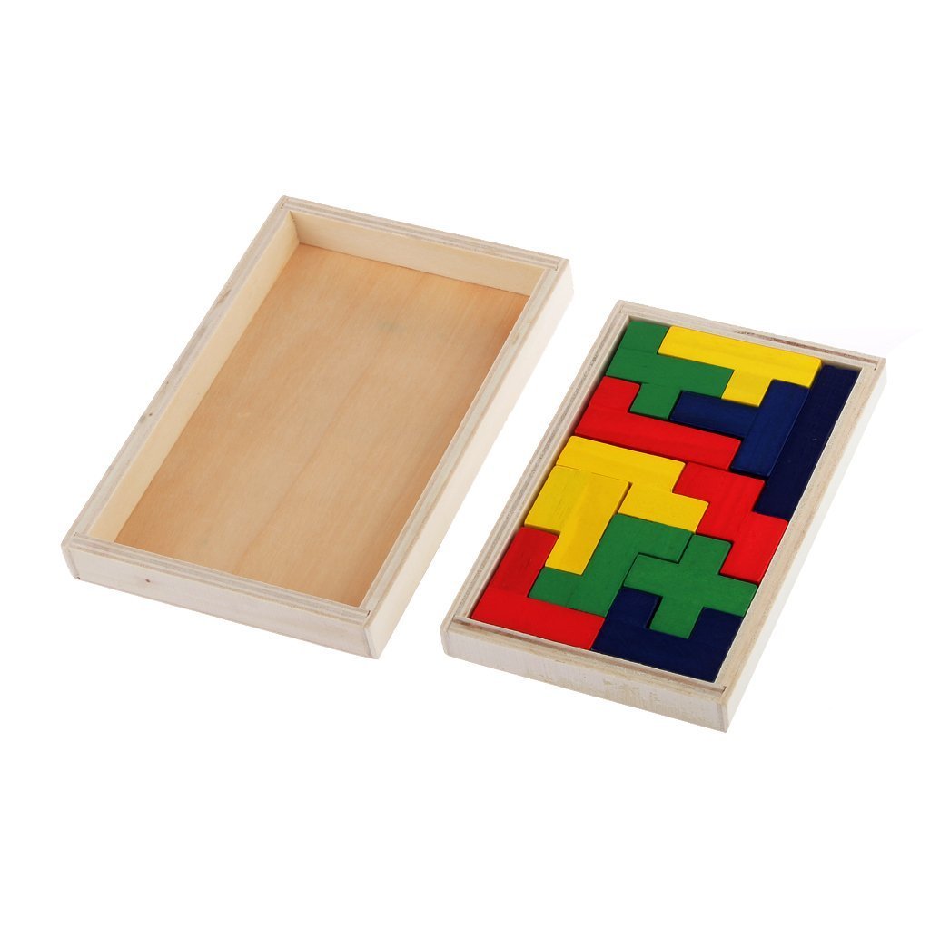 Flormoon Pentomino Puzzle Wooden Brain Teaser Mind Novelty Trick Kids Learning Toys for Boys and Girls