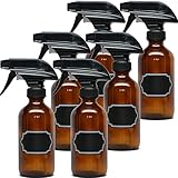 6 Pack Firefly Craft Amber Glass Spray Bottles with Chalkboard Labels, 8 ounces each