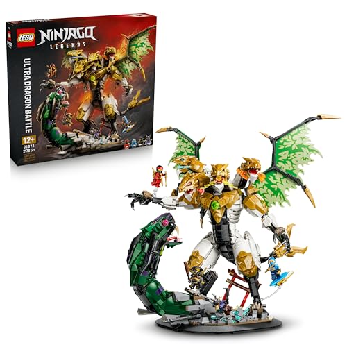 Ninjago Le Combat de l’Ultra Dragon - Jouet Ninja - Figurine à 4 Têtes, Serpent & 4 Minifigurines avec Katanas - Décoration de Chambre d'enfant - Cadeau pour Garçon dès 12 Ans ou Fan Ado 71872