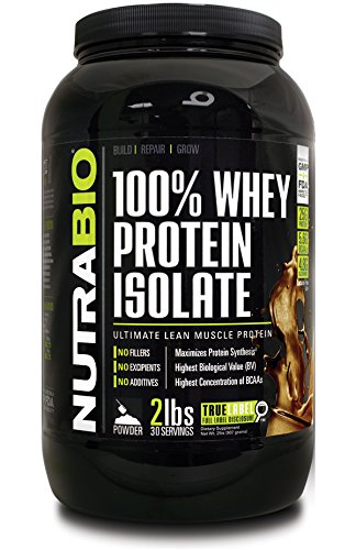 NutraBio 100% Whey Protein Isolate Protein Powder, 25g Protein with Complete Amino Acid Profile, Non-GMO, Soy & Gluten Free, Low Carb, Low Calorie Whey Protein Powder, Gourmet Chocolate, 20 Servings