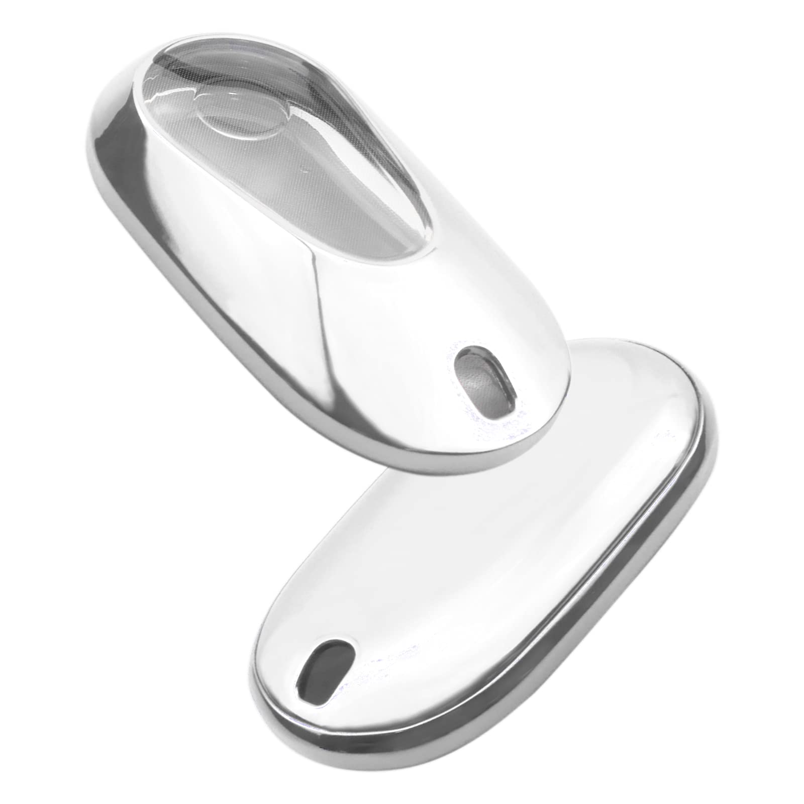 CDEFG Key Case for Mercedes Benz C-Class W206 2021-2024 & S Class W223 2020-2024, TPU Silicone High Gloss Protective Case, Buttons Radio Control Car Accessories (Silver)