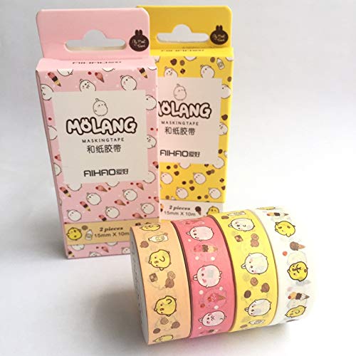 Sala-Houseware - 2 pcs/pack Creative Molang Pet Washi Tape Adhesive Tape DIY Scrapbooking Sticker Label Craft Masking Tape