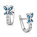 Sterling Silver Butterfly Huggie Earrings in CZ December Simulated Birthstone (December)