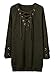 Joeoy Women's Lace Up Front V Neck Long Sleeve Knit Long Sweater Top