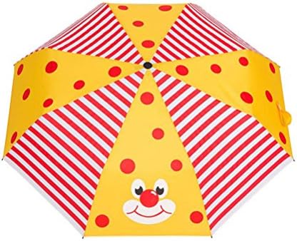ADJOY9 Compact Cartoon 8-rib Pongee Cloth Windproof Kids 3-Fold Rain Umbrella-Small Clown