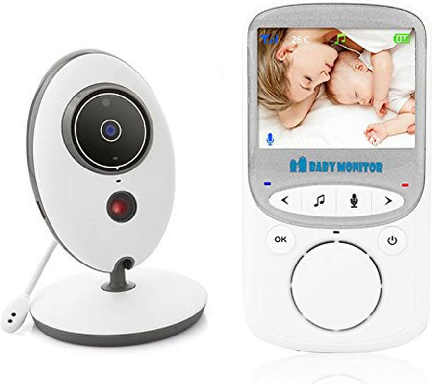 BW Video Baby Monitor Baby Monitors with Two Way Audio, 2.4 Inch Display, Room Temperature Monitor, Night Vision, 70 Degree Lens