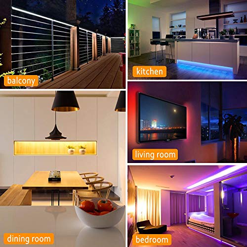 65.6ft/20M LED Strip Light RGB NUOENXUAN Flexible Rope Lights 5050 SMD RGB 600 LEDs Non Waterproof Tape Light with 44 Keys Wireless Remote Control and 12V Power Adapter for Home Kitchen Party Deco