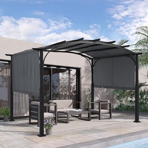 MASTERCANOPY 10x10 ft Heavy Duty Pergola with Sun Shade Canopy, Dark Grey image 22