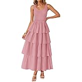 ZESICA Women's 2026 Summer Boho Sleeveless Midi Dress Scoop Neck Ruffle Tiered Layered Swing Long Beach Vacation Dresses