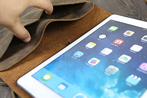 Personalized Vintage Distressed genuine real leather iPad Air / Air 2 case cover sleeve / iPad organizer case / ipad air 2 folder - IDAX005S