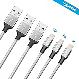 EnacFire Lightning Cable (3ft,6ft,10ft) Durable and Fast Charging Cable (Dual Layer Protection) 8pin Lightning to USB Cable for iPhone 7/7+/6/6+/6s/6s+/5/5s/5c/SE, iPad and More (Space Gray)