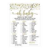 25 Gold What's In Your Purse Baby Shower Game, Funny Ideas Coed Couples Game For Baby Party, Fun Sprinkle Themed Bundle Pack of Cards To Play at Boy or Girl Neutral Gender Decoration and Supplies