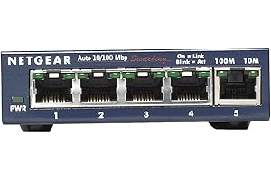 NETGEAR 5-Port Fast Ethernet 10/100 Unmanaged Switch (FS105NA) - Desktop, and ProSAFE Lifetime Protection