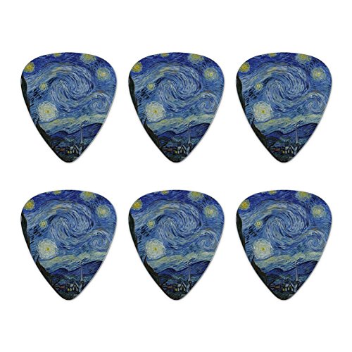 Starry Night by Vincent van Gogh Novelty Guitar Picks Medium Gauge - Set of 6