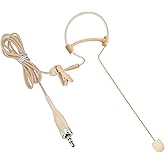XGWTH Single Earhook Headset Microphone Headworn Over Ear Hanging Condenser Omnidirectional Mic Clip Compatible with Sennheiser Wireless Bodypack Transmitter System with 3.5mm Female Screw Plug