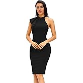 Women's Fashion Ruffle One Shoulder Sleeveless Midi Bodycon Cocktail Party Dress