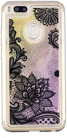 Xiaomi Mi A1/ Mi 5X Soft Case, CASE4YOU Glitter Quicksand Cover Flexible TPU Bumper Transparent Back Cover Shockproof Case Bling Floating Liquid Design Cases Black Mandala Xiaomi 5X Xiaomi Mi A1