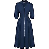 GRACE KARIN Womens Summer Midi Dress 2026 A Line Business Office Work Dresses Fit and Flare 3/4 Sleeve Dress with Pockets