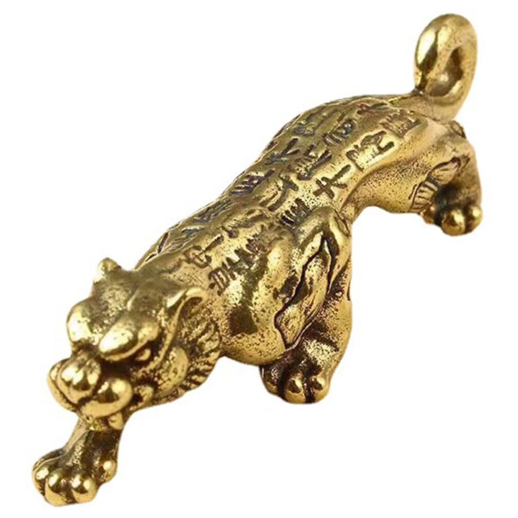 EXCEART Mini Brass Tiger Figurines, Chinese Zodiac Tiger Mini Lucky Tiger Statue Chinese New Year Vintage Statue Lucky Mascot Chinese New Year Decoration