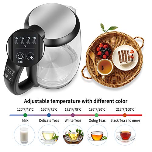 iFedio Electric Kettle, 1.7L Glass Electric Tea Kettle, Hot Water