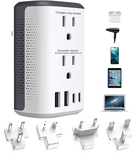 SARQW Travel Converter Adapter – Steps Down 220V To 110V For US Devices In Over 200 Countries (UK, Europe, Australia)