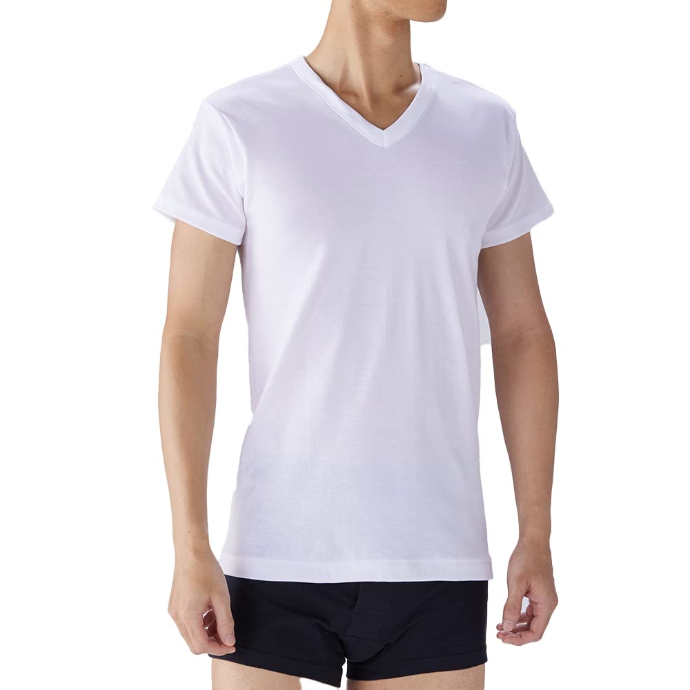 グンゼ インナーシャツ 快適工房 オールシーズン 年間 半袖 V首 シャツ 綿100 コットン 日本製 下着 肌着 抗菌 防臭 KQ5015 メンズ ホワイトの商品画像