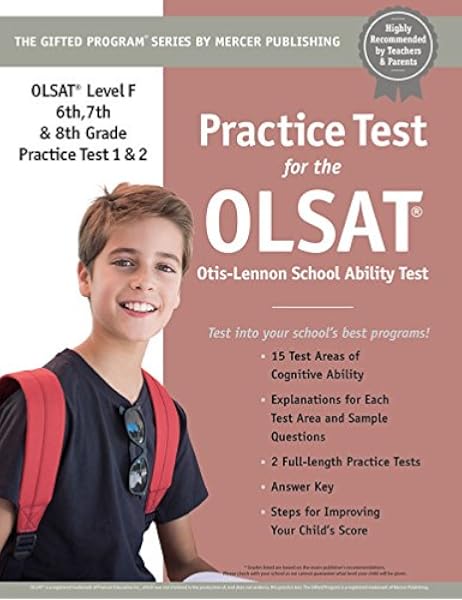 Practice Test For The Olsat Grade 6 7 8 Level F Otis Lennon School Ability Test Mercer Publishing Amazon Com Books Practice Test For The Olsat Grade 6 7 8 Level F Otis Lennon School Ability Test Mercer Publishing Amazon Com Books