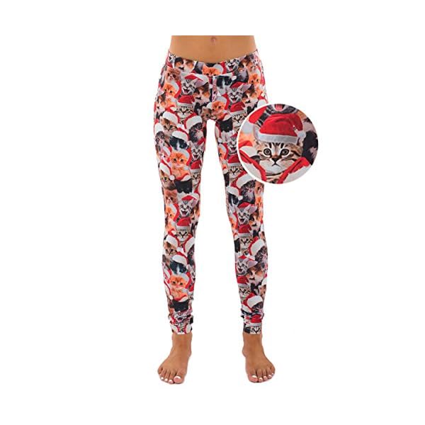 Tipsy Elves Women's Cat Christmas Leggings Cute Kitten Ugly Christmas