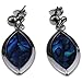 Elegant Unique Silver and Blue Green Abalone Paua Shell Teardrop Designer Dangle Earrings