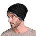 Tirain Men's Stylish Slouchy Knit Beanie Hats Fleece Lined Skull Ski Caps (One Size, Black)