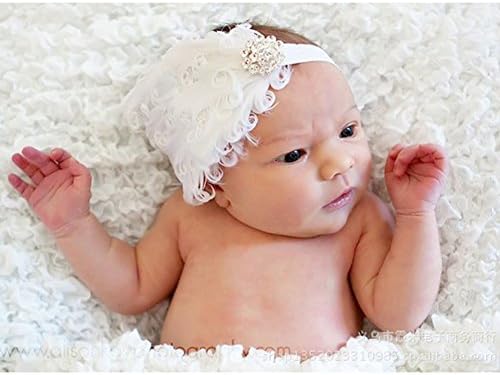 Baby Newborn Toddler Girls Feather Headband Head Wear (white)