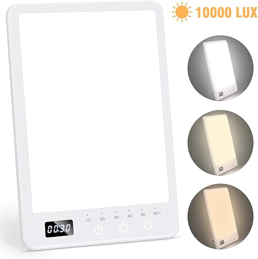 Mibote Lampe De Jour 10 000 Lux Avec Minuteur 30 Minutes Et Sac De Rangement Lumiere Du Jour Sans Uv Avec Variateur D Intensite Amazon Fr Luminaires Et Eclairage