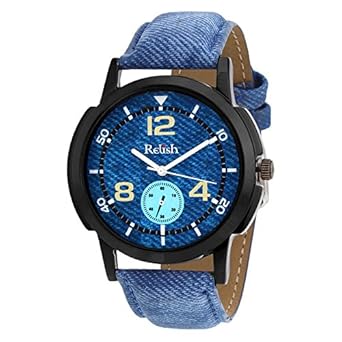 Analog Blue Dial Denim Style Strap Mens Watch -524
