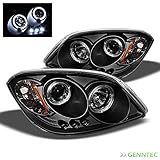 2005-2010 Chevy Cobalt Twin Halo LED Projector Headlights Black Head Lights Pair Left+Right 2006 2007 2008 2009