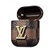New Luxury Designer PU Leather Fashion Graphic Style Full Protective Cover for Apple Airpods Wireless Headset Charging Box with Hook Handle (Brown) ... (Bronze)